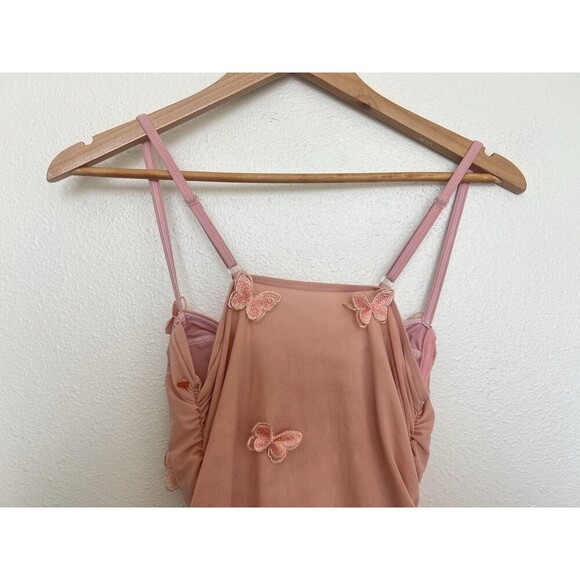 Prettylittlething Pink Butterfly Embroidered Sheer Mesh Bodycon Mini Dress 6 - Picture 8 of 10